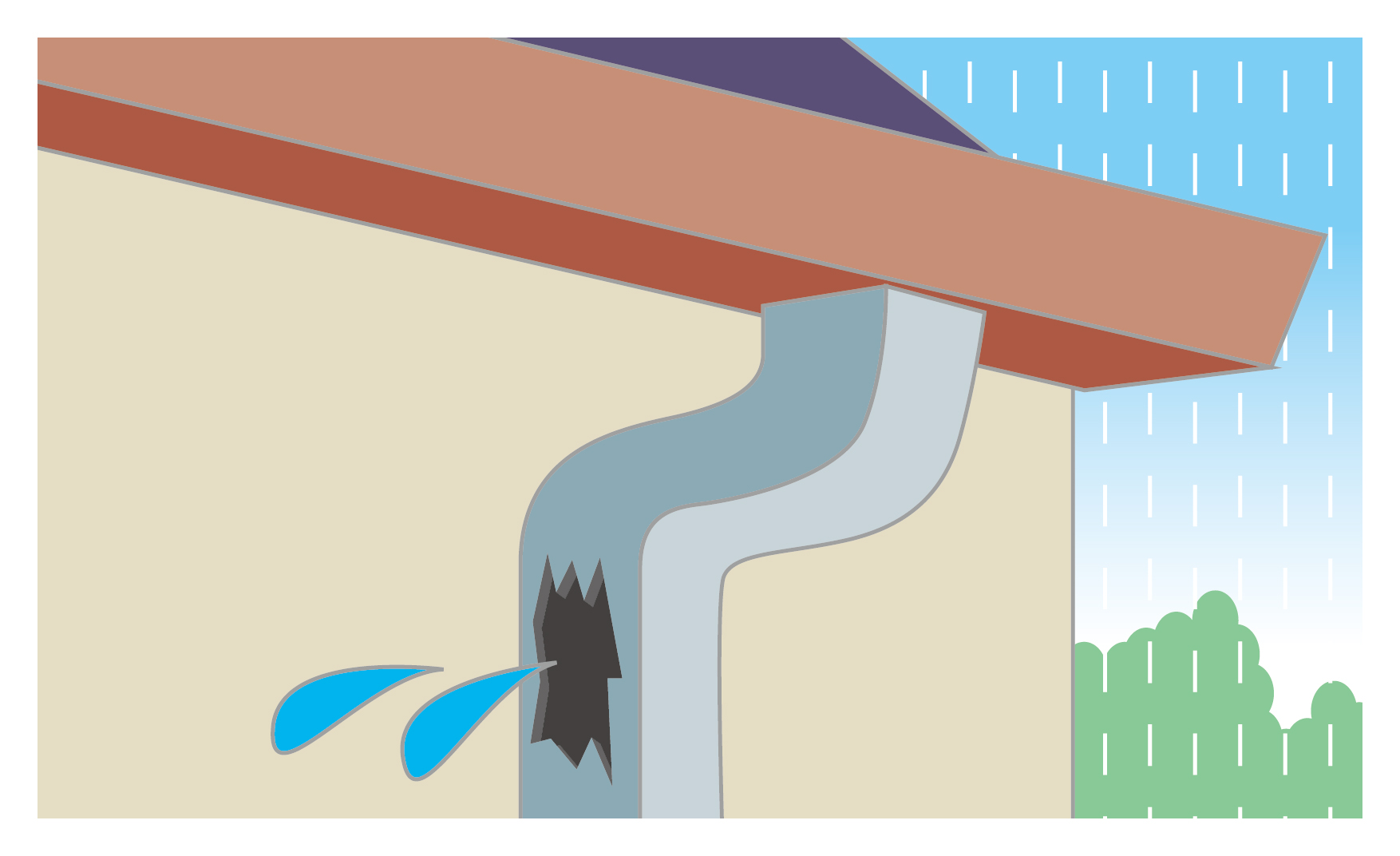 雨樋からの水漏れはどうすればいい？水漏れする原因と応急処置・修理方法を解説！